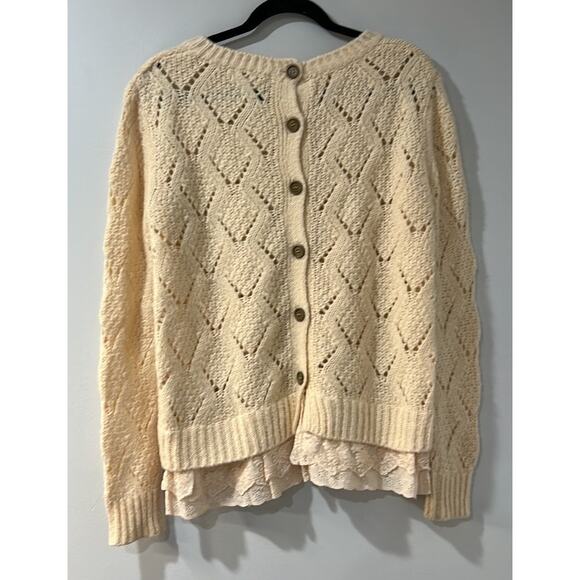 Anthropologie Lili's Closet Button Back Beige Sweater Size Small - Picture 3 of 7